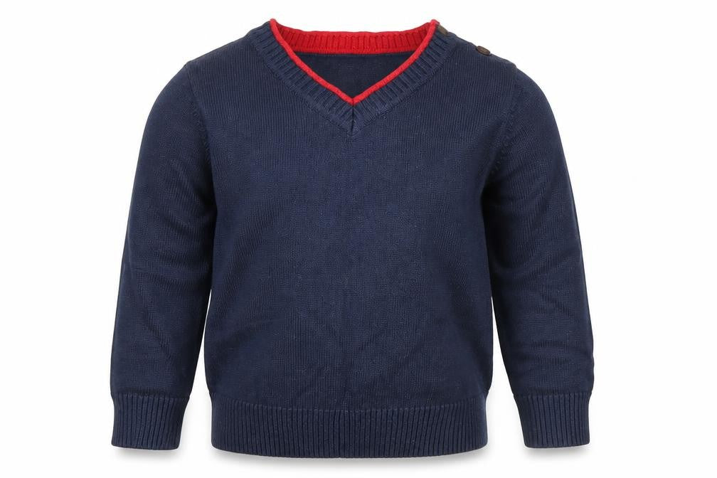 Mamas & Papas Boys Blue V-Neck Pullover Jumper 2-3 Years