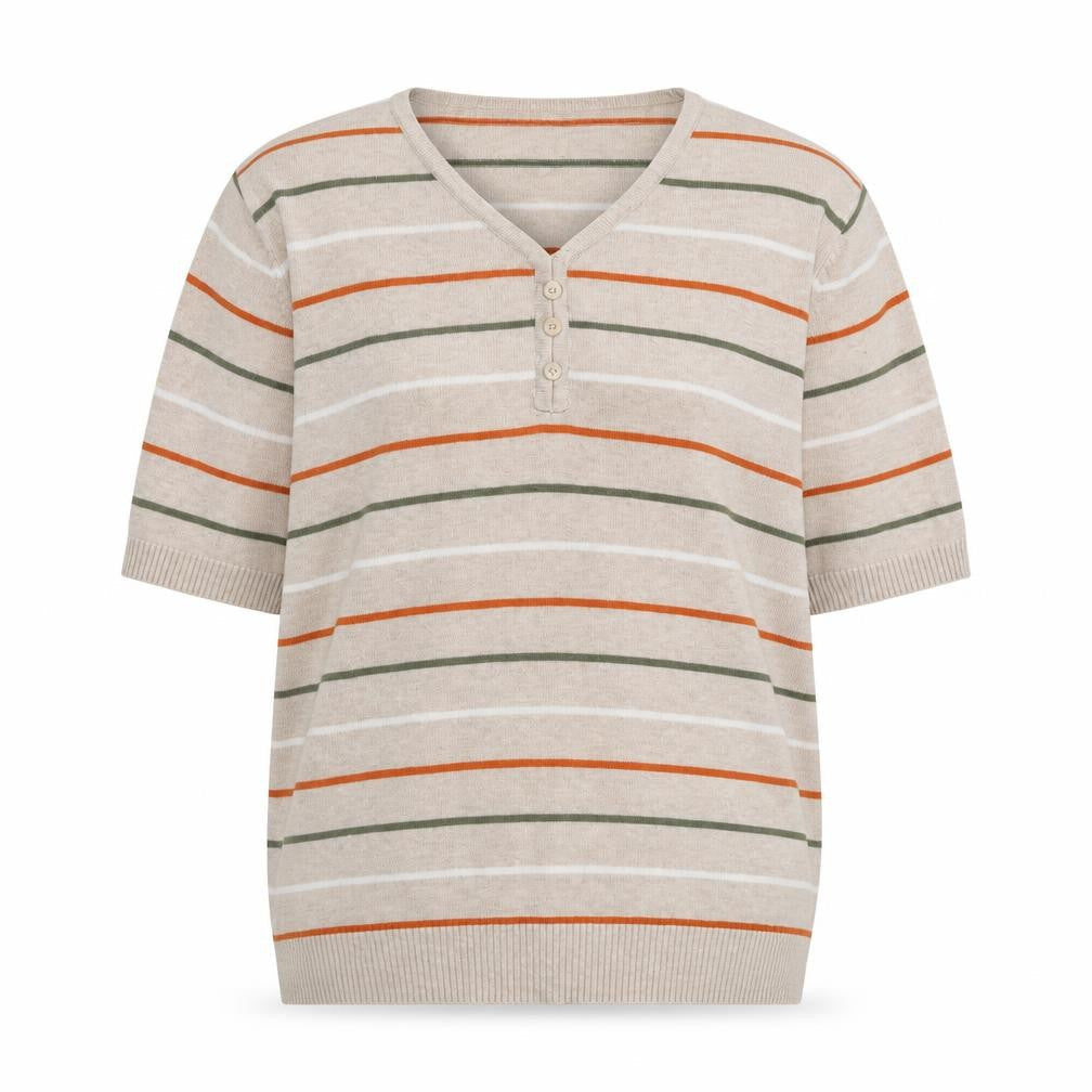 Wee Women's Beige V-Neck Henley Jumper, Size M