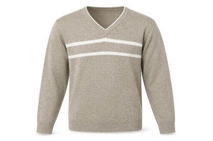 EWM Men's Beige V-Neck Pullover Jumper, Size S