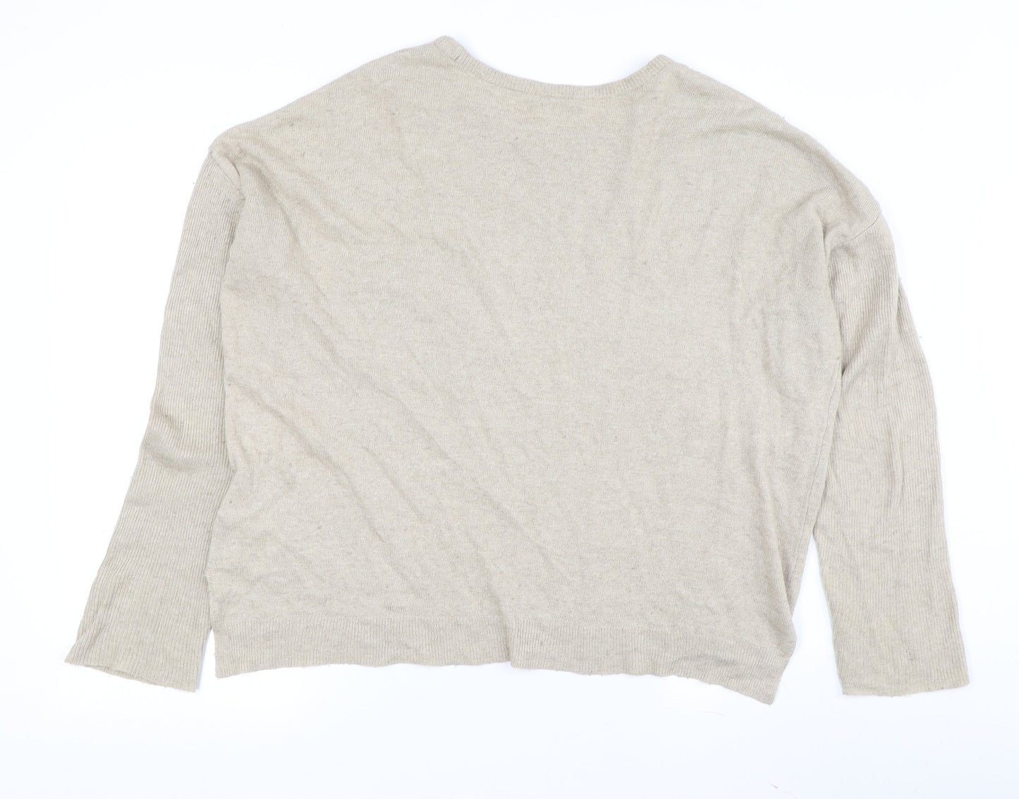 SET Women's Beige Pullover Jumper Crew Neck Size 8