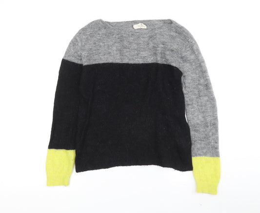 Harris Wilson Women's Black Grey Yellow Pullover Jumper S