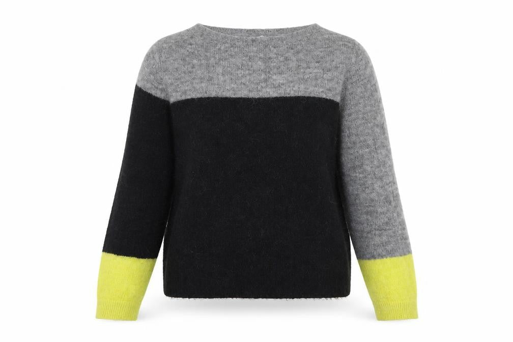 Harris Wilson Women's Black Grey Yellow Pullover Jumper S
