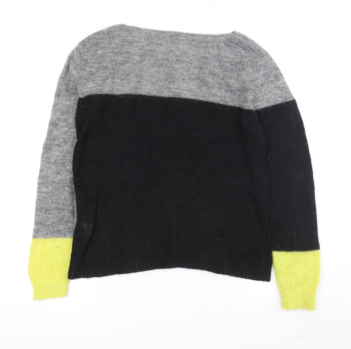 Harris Wilson Women's Black Grey Yellow Pullover Jumper S