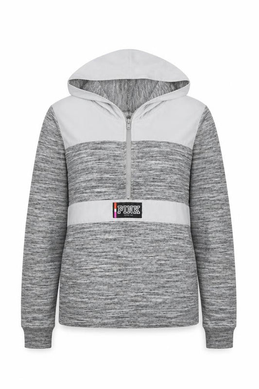 PINK Women's Grey Full Zip Hoodie XS, Casual Comfort