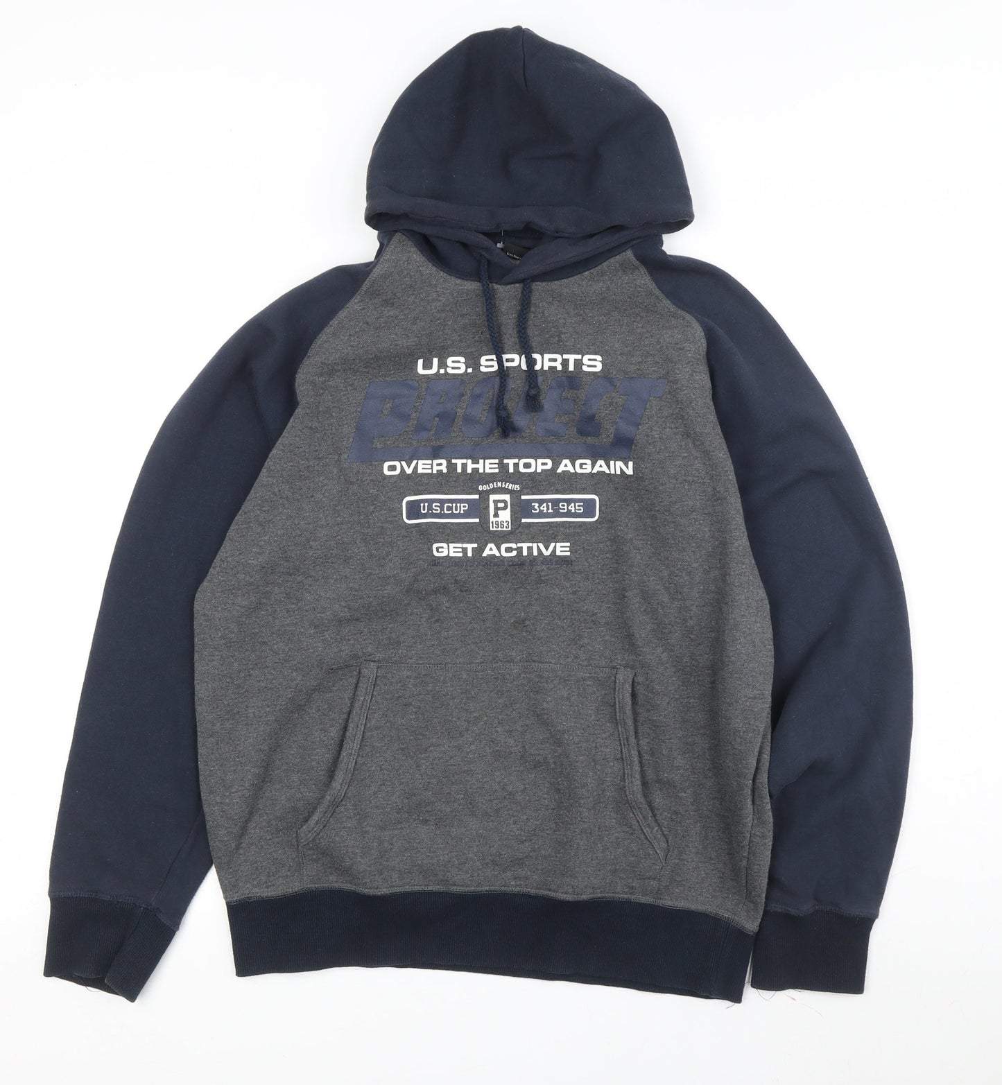 vanVaan Men's Grey & Blue Pullover Hoodie M