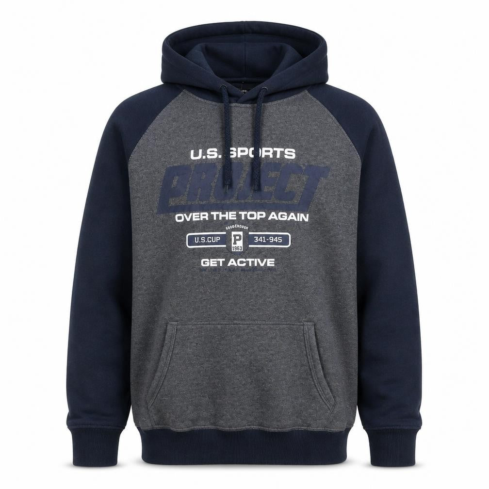 vanVaan Men's Grey & Blue Pullover Hoodie M