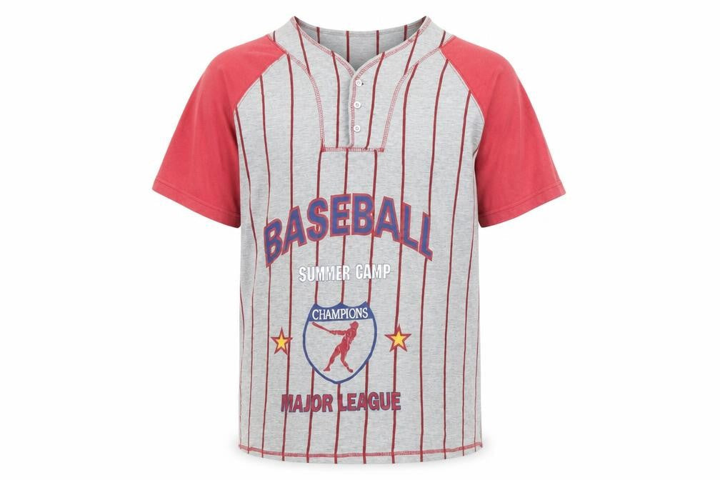 Touch Down Men's Grey Red L Striped Sports Tee