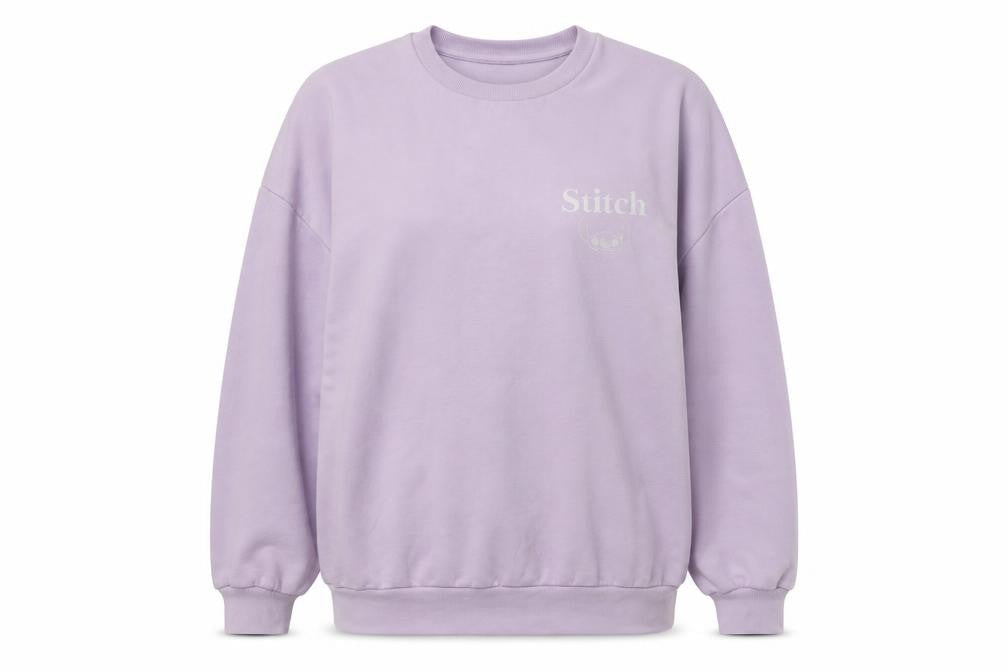 Disney Women's Purple Stitch Sweatshirt S, Graphic Print
