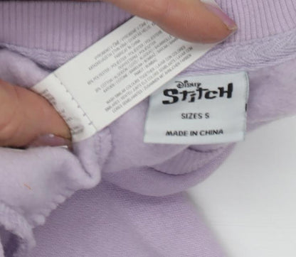 Disney Women's Purple Stitch Sweatshirt S, Graphic Print