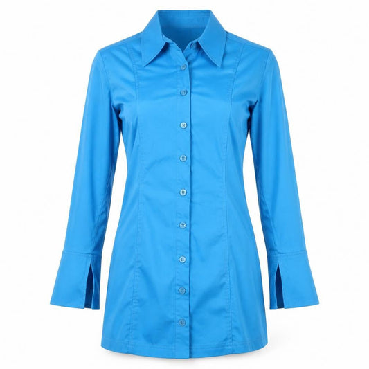 Zara Women's Blue Collared Shirt Dress, Size S