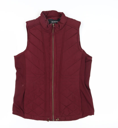 Additional front view of Roman Women's Red Quilted Waistcoat, size M, Sleeveless