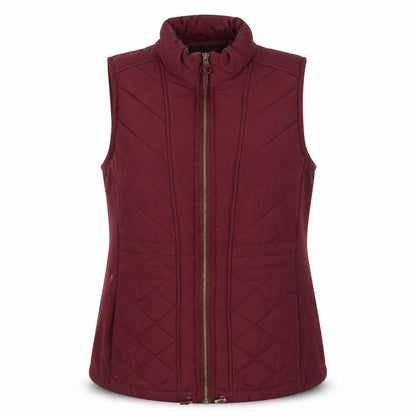 Front view of Roman Women's Red Quilted Waistcoat, size M, Sleeveless