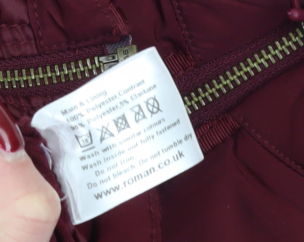 Brand and care label for Roman Women's Red Quilted Waistcoat, size M, Sleeveless