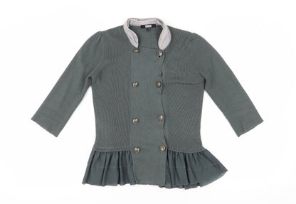 Additional front view of ASOS Women's Green Cardigan, size 8, Button Accent