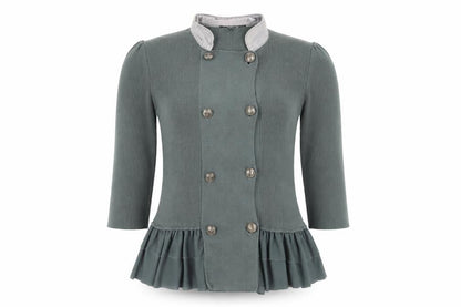 Front view of ASOS Women's Green Cardigan, size 8, Button Accent