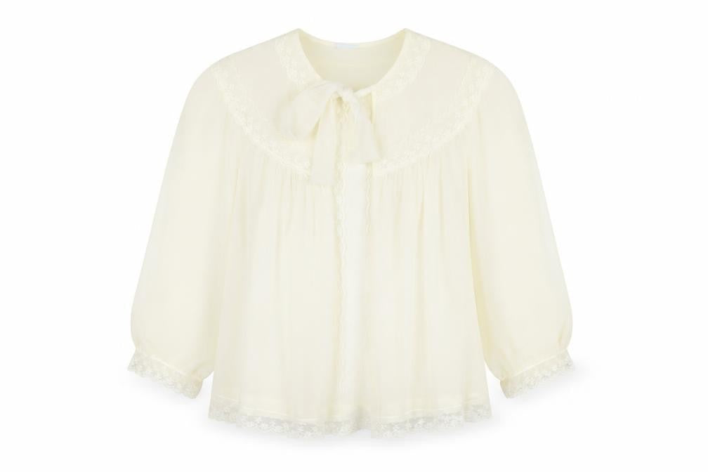 St Michael Women's Ivory 3/4 Sleeve Nylon Blouse