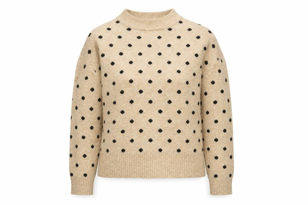 H&M Women's Beige Polka Dot Pullover Jumper S