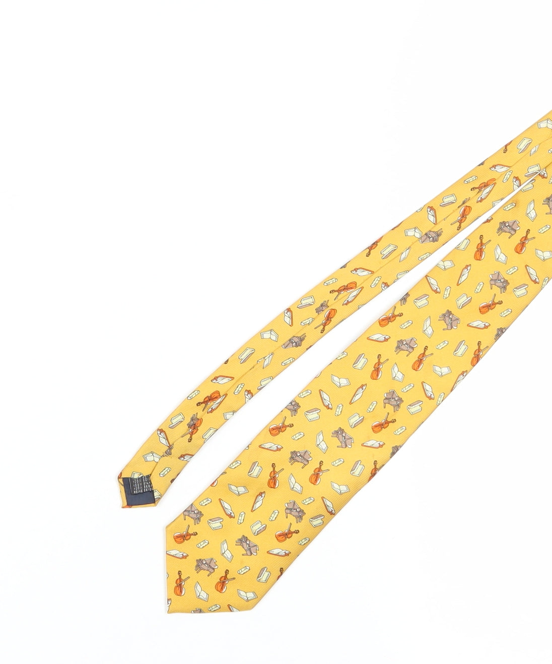 Fabris Venezia Yellow Silk Men's Tie with Music Theme
