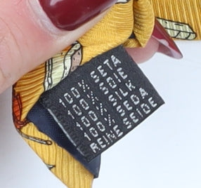 Fabris Venezia Yellow Silk Men's Tie with Music Theme