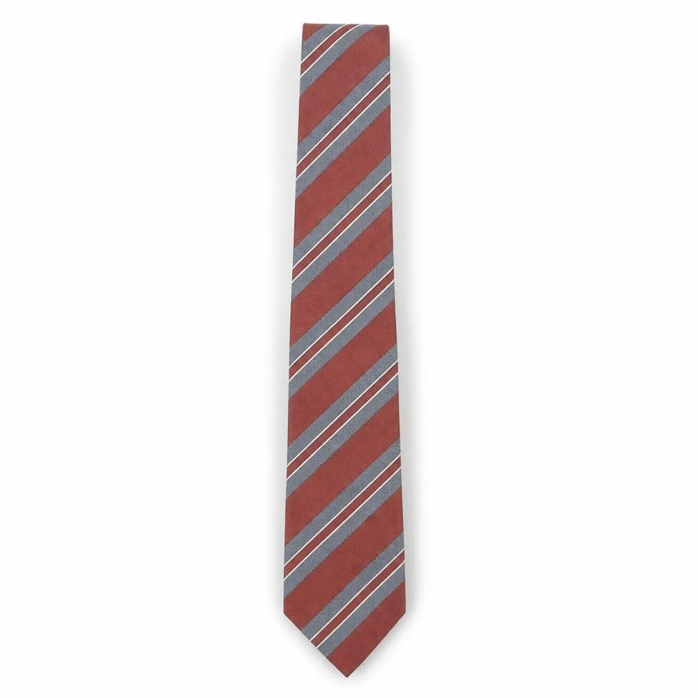 Michaelis Men's Red & Silver Striped Slim Silk Tie
