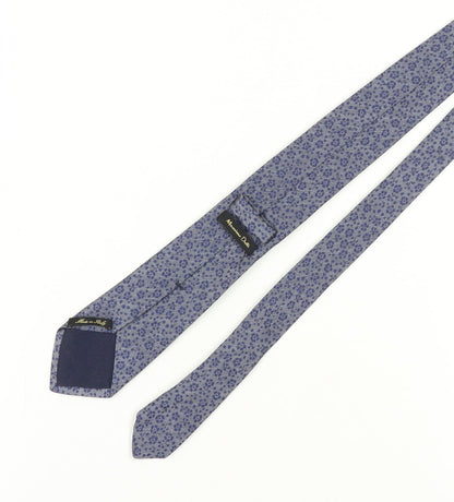 Back view of Massimo Dutti Men's Blue Floral Silk Tie