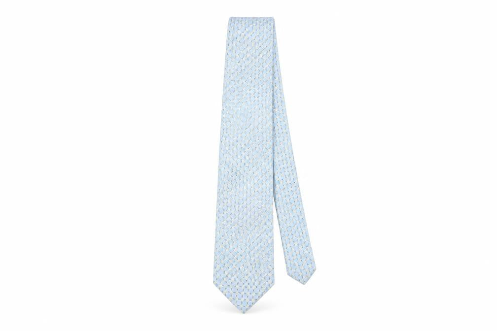 The Windsor Collection Men's Blue Geometric Silk Tie