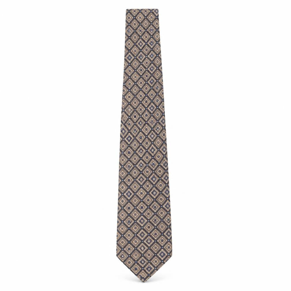 Michelsons of London Men's Beige Blue Geometric Tie