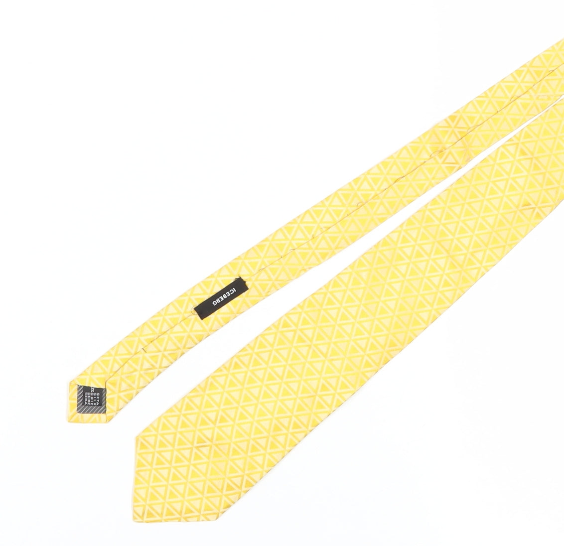 Iceberg Men's Yellow Geometric Silk Tie