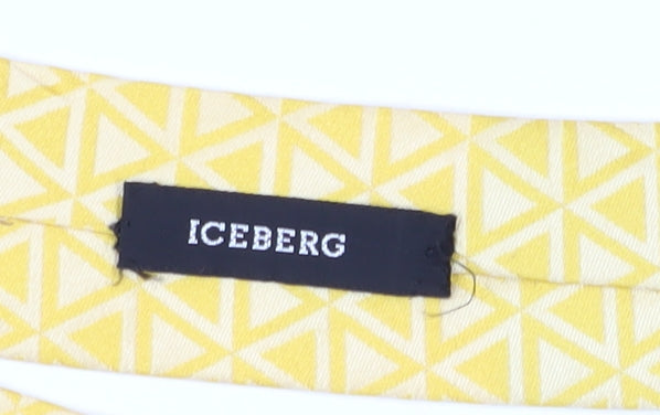 Iceberg Men's Yellow Geometric Silk Tie