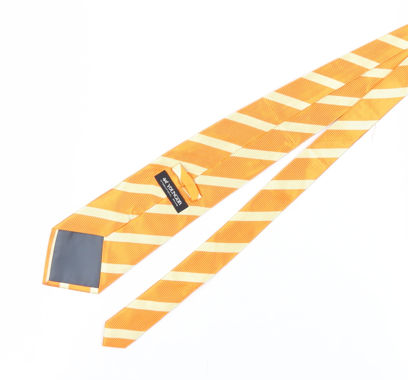 Youngor Men's Orange Striped Silk Tie - Elegant Pointed Style