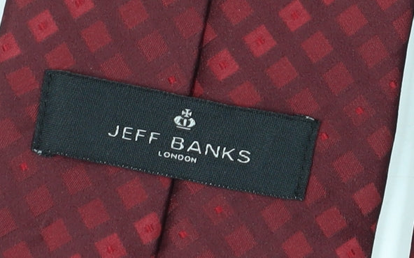 Jeff Banks Red Plaid Men's Silk Tie