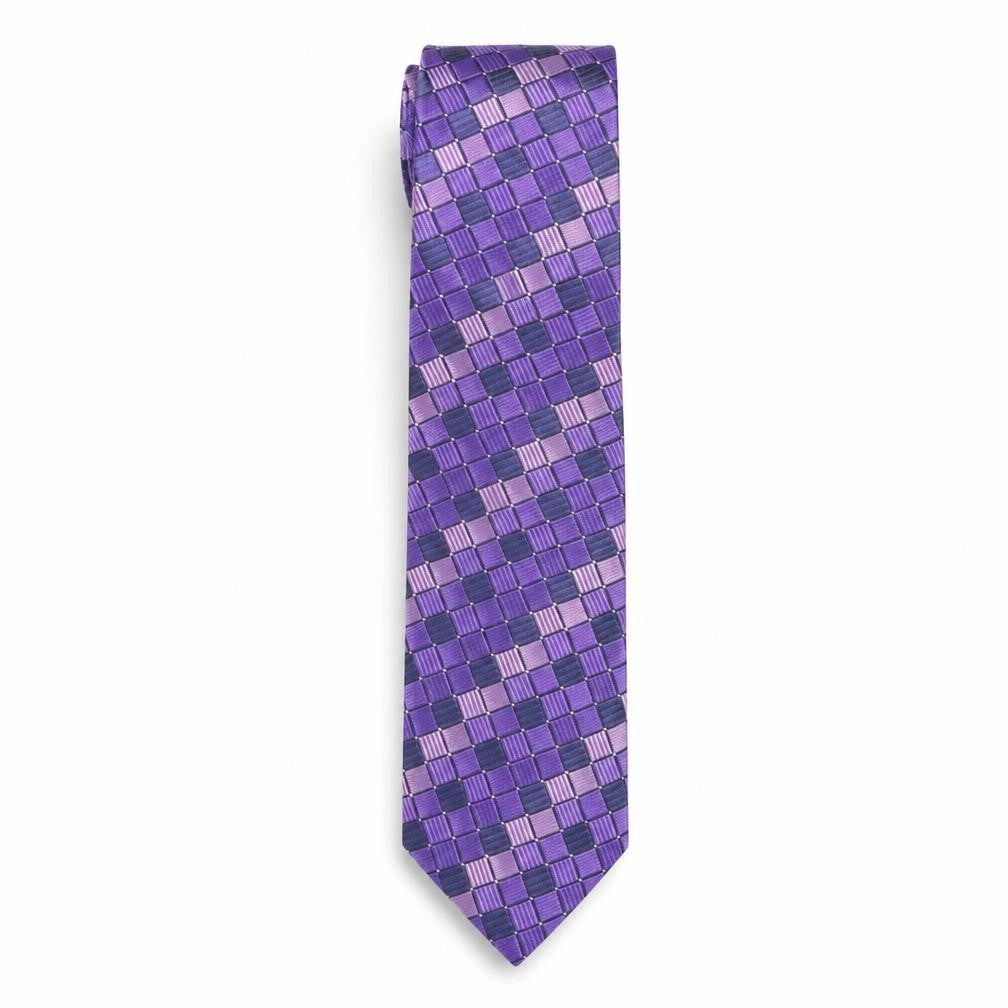 Enrico Rossini Men's Purple Geometric Silk Tie