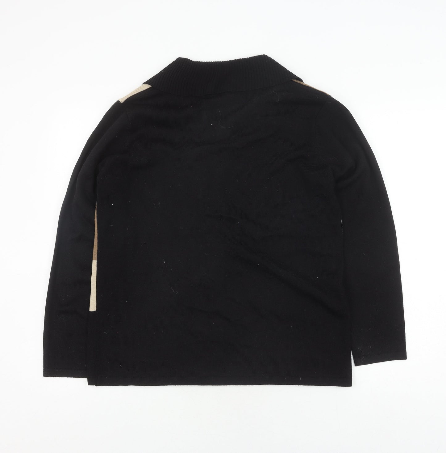 CMD Womens Black XL Geometric Collared Cardigan
