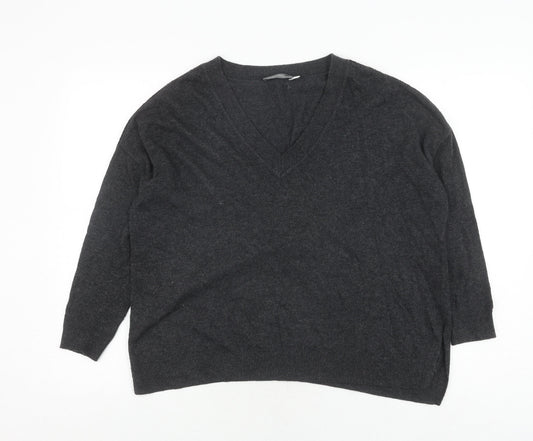 Mint Velvet Women’s Grey Pullover Jumper S V-Neck