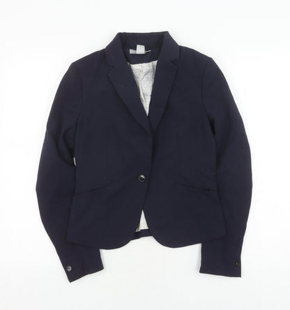H&M Women's Blue Blazer Size 8 Regular Fit