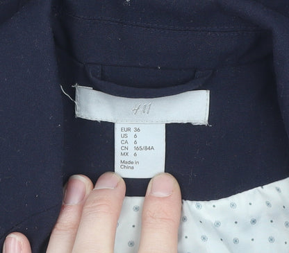 H&M Women's Blue Blazer Size 8 Regular Fit
