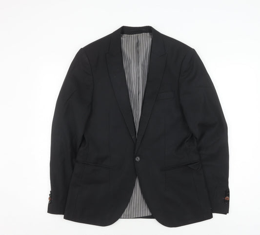 River Island Men’s Black Blazer, Size 40, Wool, Formal