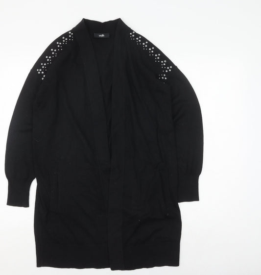 Wallis Women's Black Cardigan Jumper S Studded Open Knit