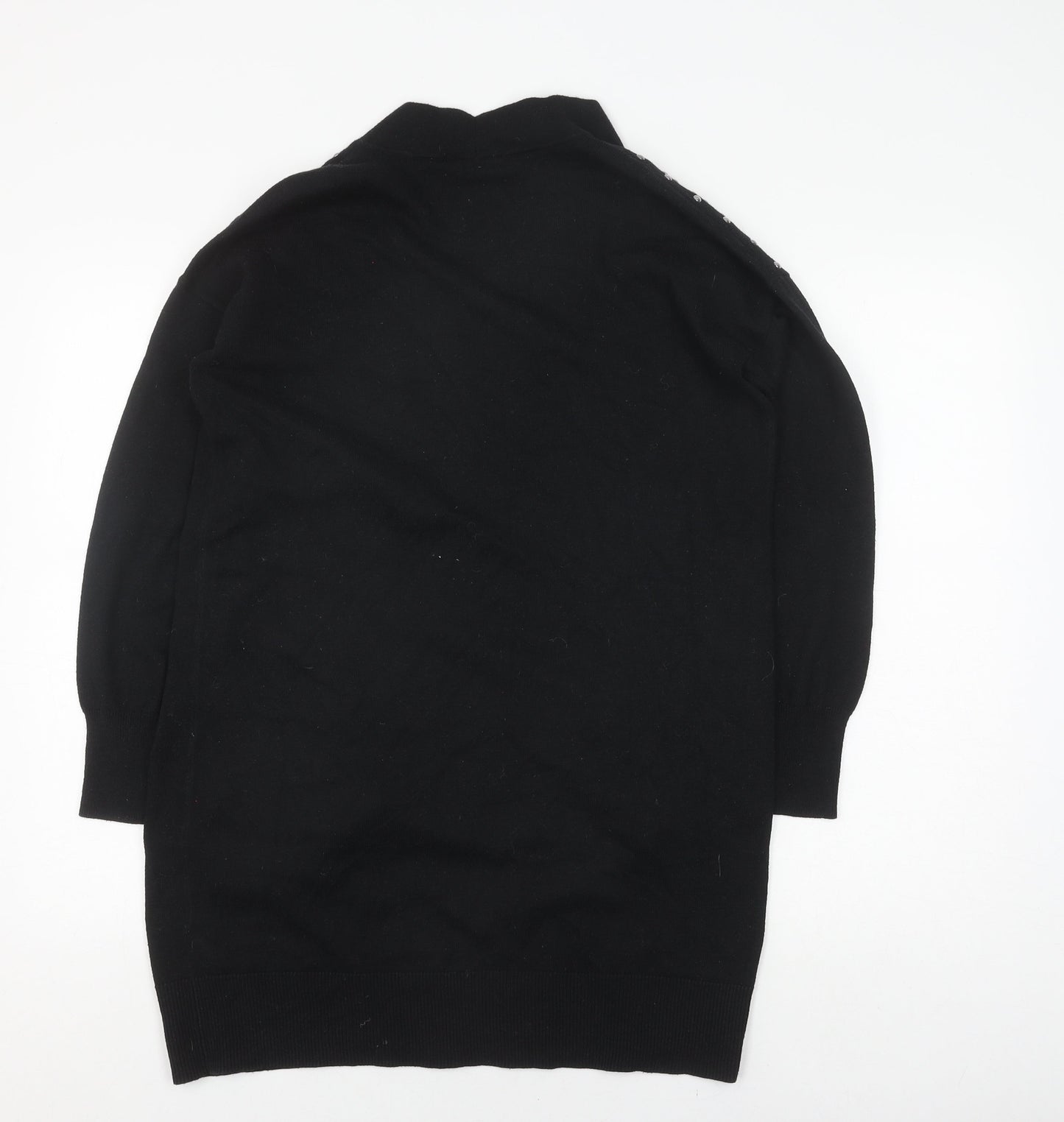 Wallis Women's Black Cardigan Jumper S Studded Open Knit