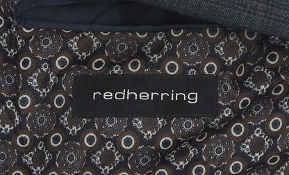 Close-up detail of Red Herring Men's Grey Check Blazer 40L