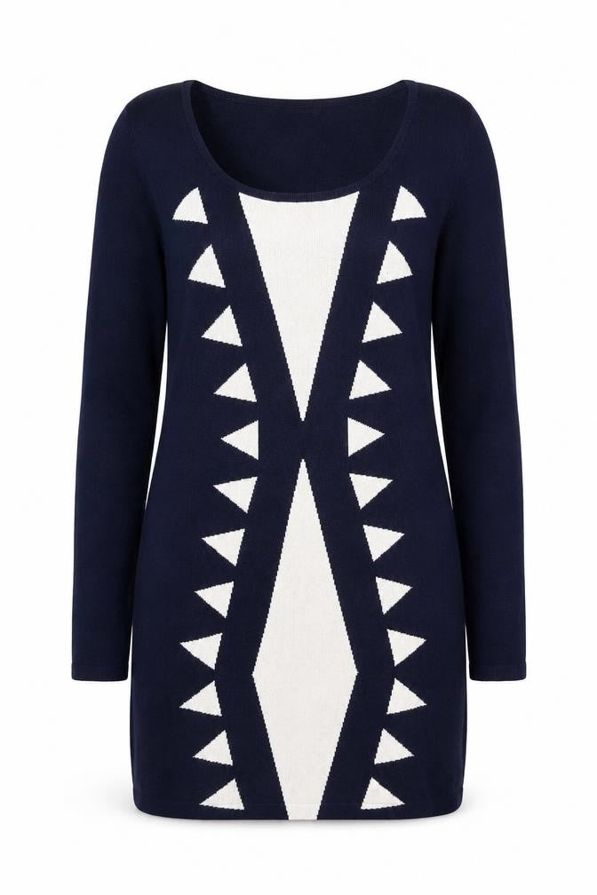 Quiz Women's Blue Geometric Jumper Size 12