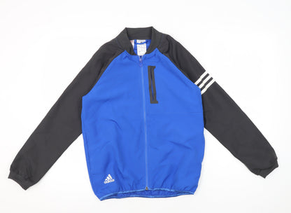 Additional front view of Adidas boys’ blue black track jacket 9-10y