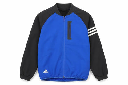 Front view of Adidas boys’ blue black track jacket 9-10y