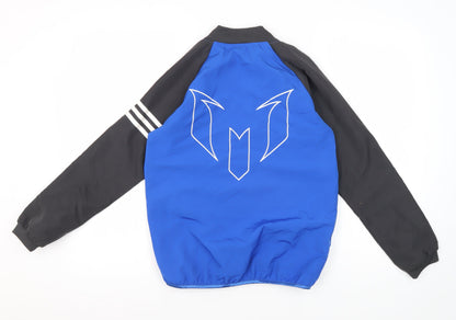 Back view of Adidas boys’ blue black track jacket 9-10y