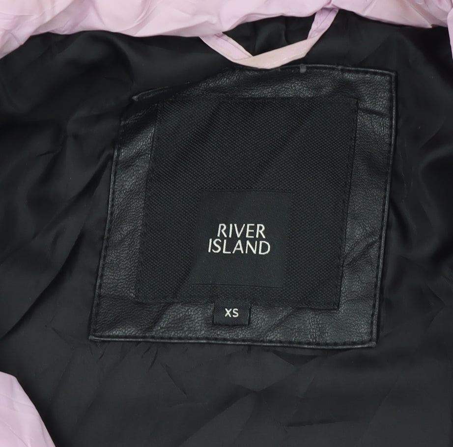 River Island Women's Pink XS Hooded Puffer Jacket
