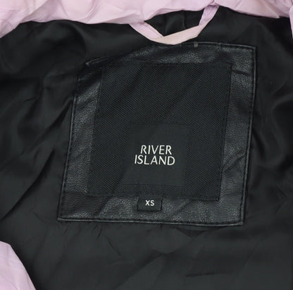 River Island Women's Pink XS Hooded Puffer Jacket