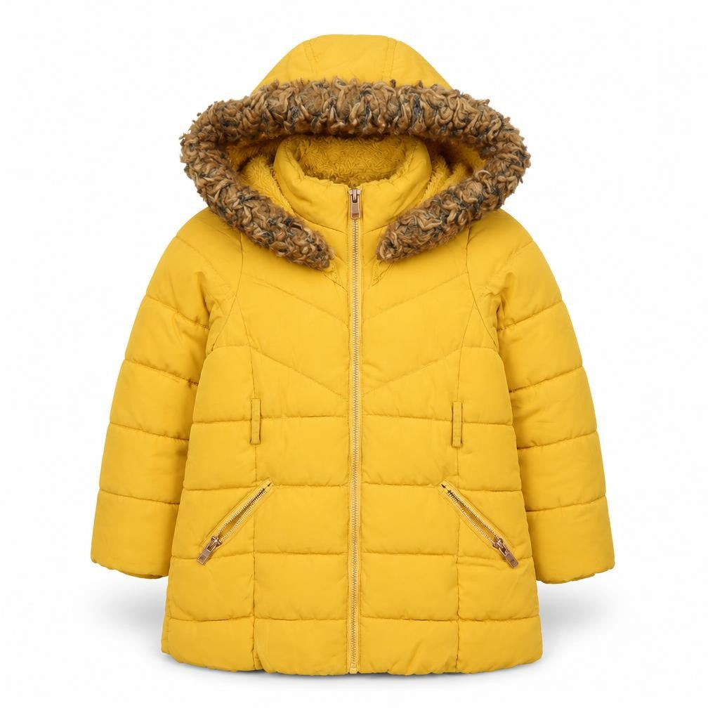 Matalan Girls Yellow Hooded Puffer Jacket, Size 5 Years