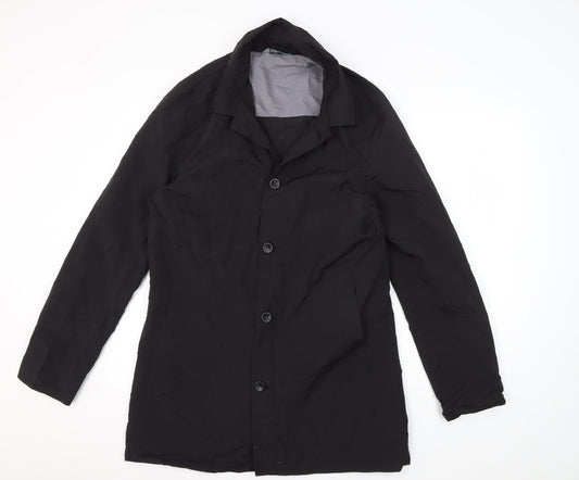 Fluid Men's Black Mid-Length Nylon Coat, Size S