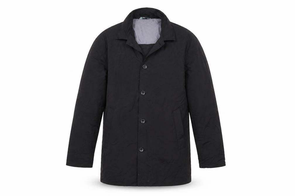 Fluid Men's Black Mid-Length Nylon Coat, Size S