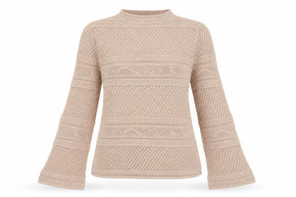 Next Women's Beige Mock Neck Open-Knit Jumper Size 14